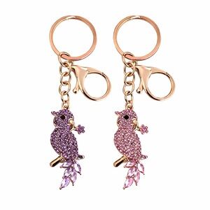 Parrot Pink or Purple Rhinestone Key Chain/Bag Charm